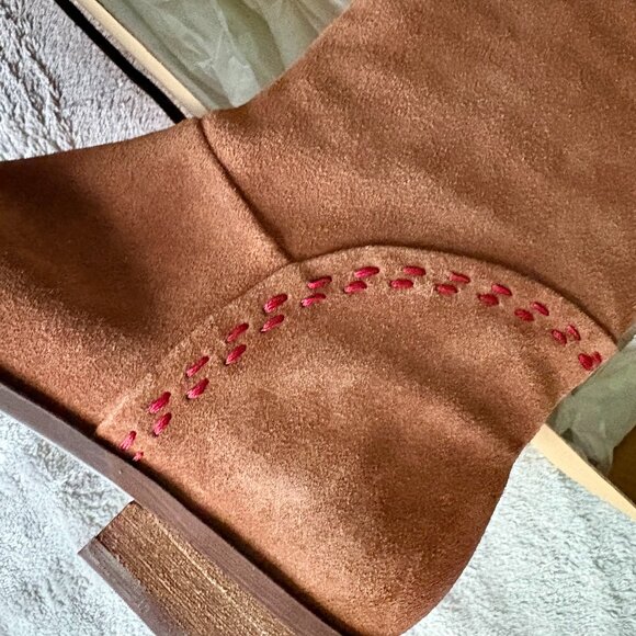 Nine West Suede Vintage America Collection Boots in Cognac, Size 7.5 New in Box - Picture 2 of 12